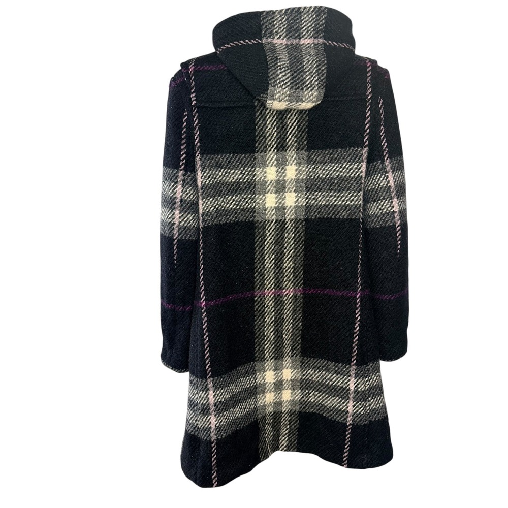 Burberry Plaid Wool Duffle Coat Hooded Toggle Old Money Quite Luxury Size 14 - Picture 6 of 12